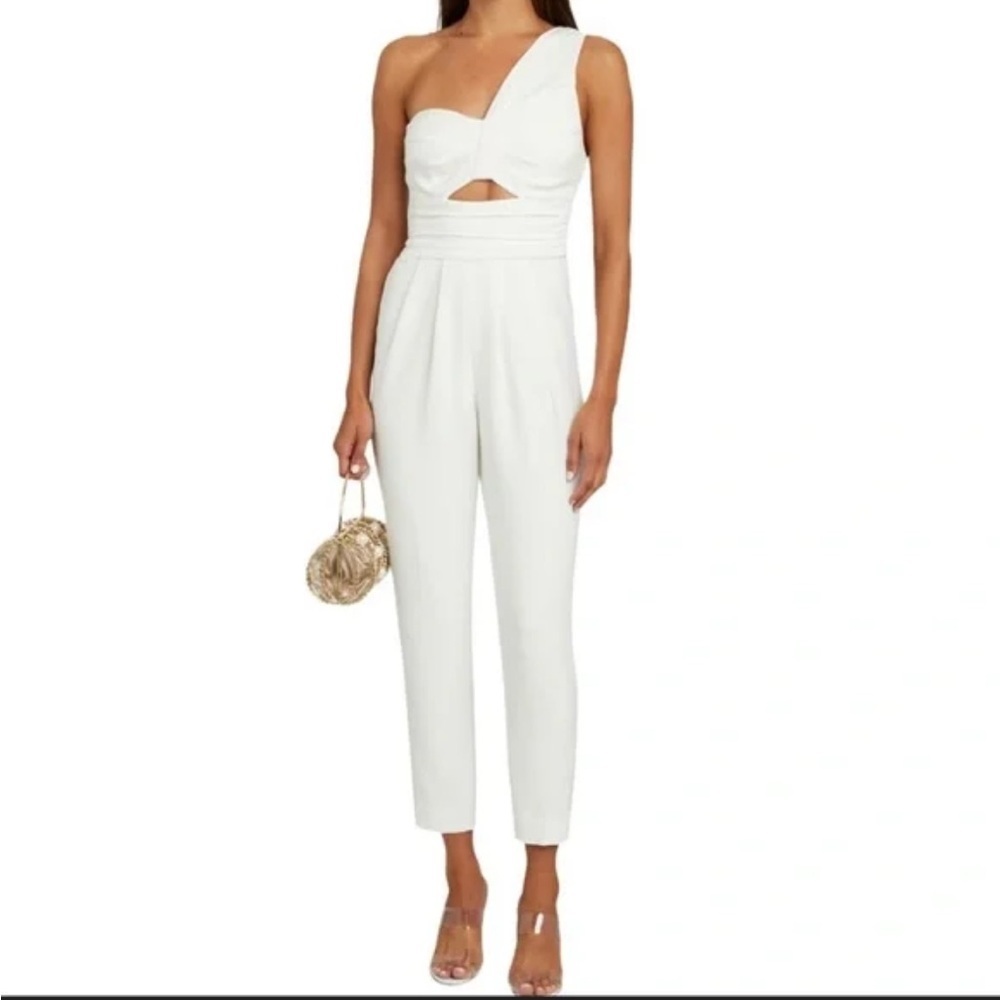 ALC Athena One Shoulder Cropped Jumpsuit Ivory